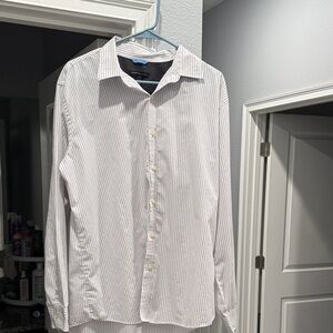 Van Heusen Men's White Striped Dress Shirt